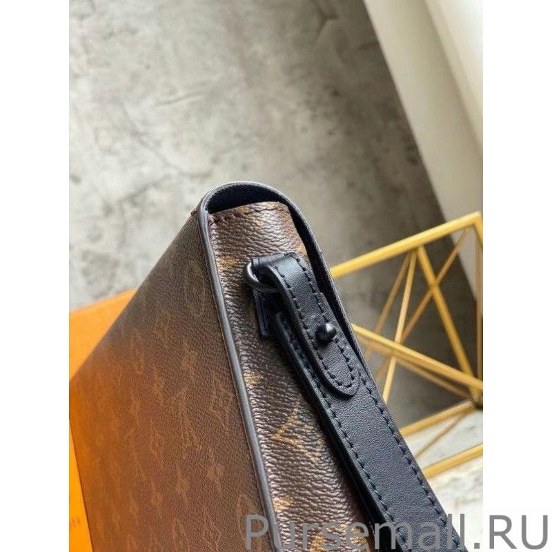 S Lock A4 Pouch Monogram Macassar M80560