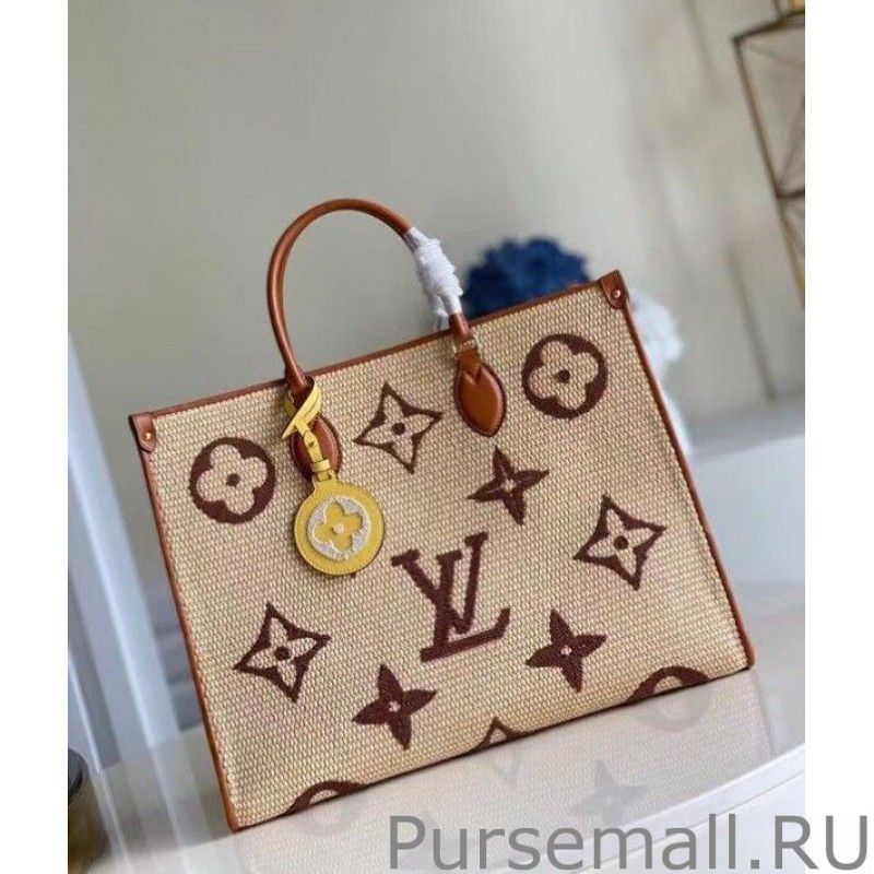 OnTheGo GM Bag In Raffia With Brown M57644