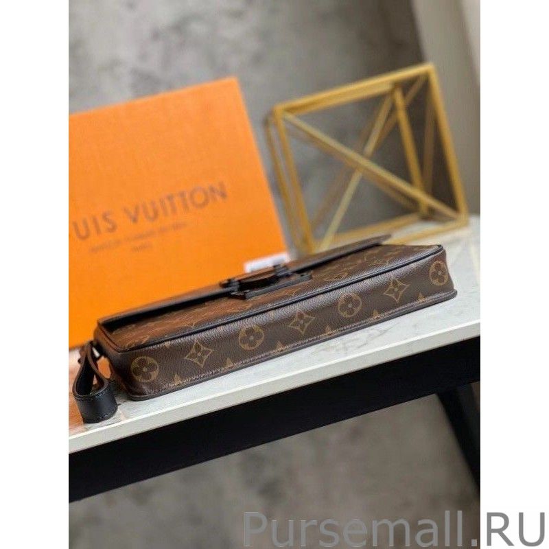 S Lock A4 Pouch Monogram Macassar M80560