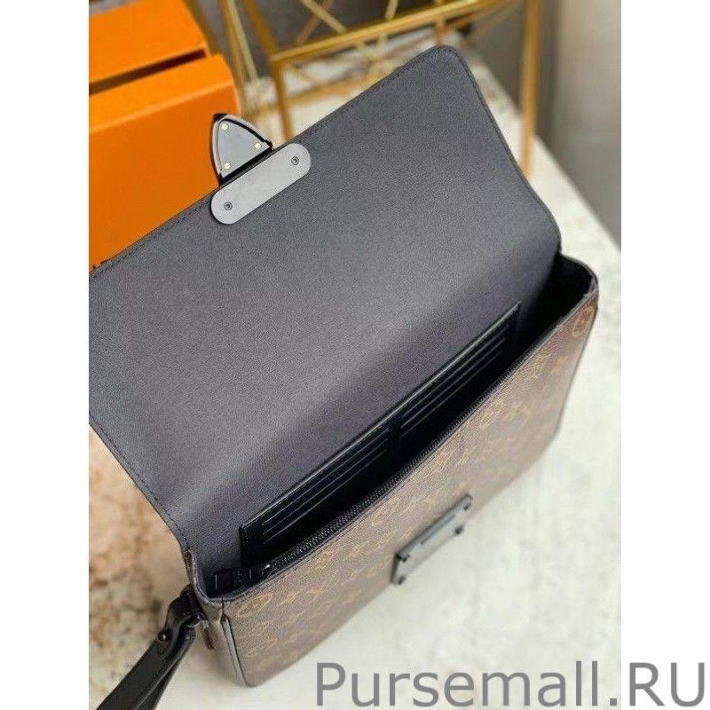 S Lock A4 Pouch Monogram Macassar M80560