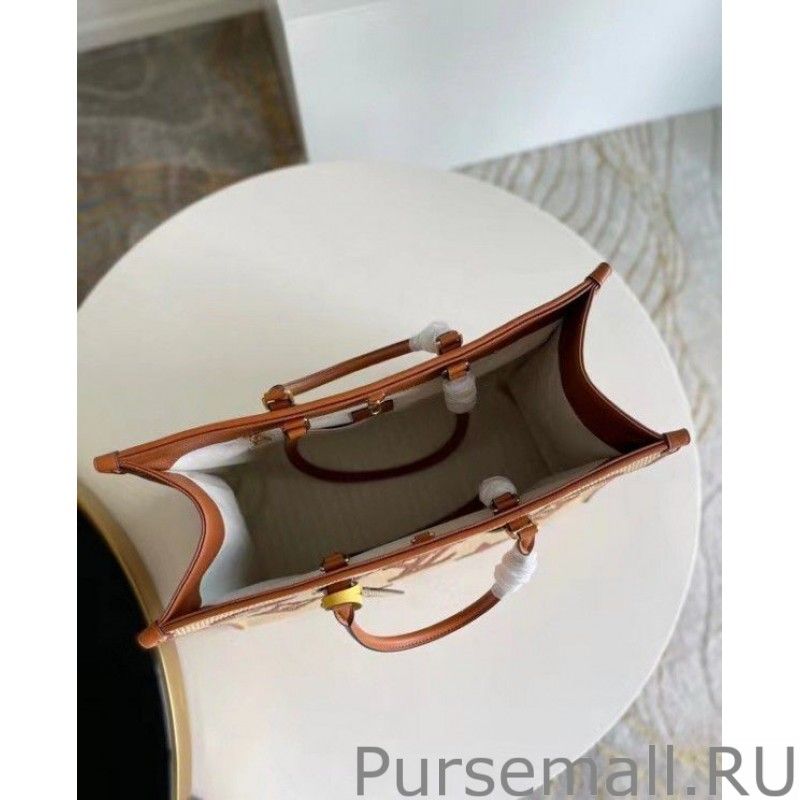 OnTheGo GM Bag In Raffia With Brown M57644