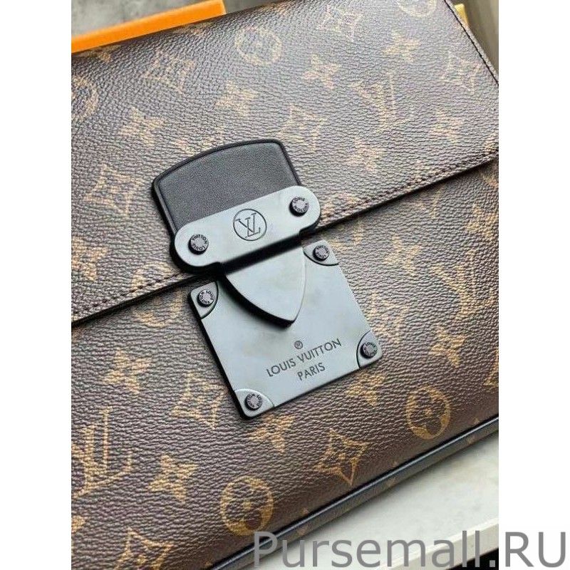 S Lock A4 Pouch Monogram Macassar M80560