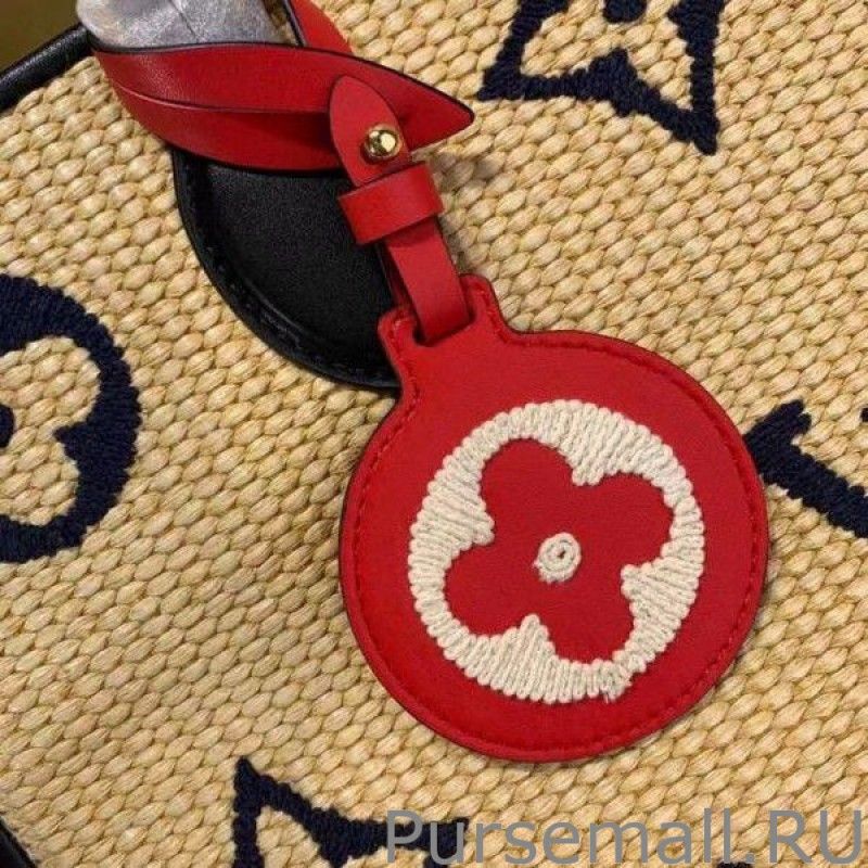 OnTheGo MM Bag In Raffia With Blue M57723