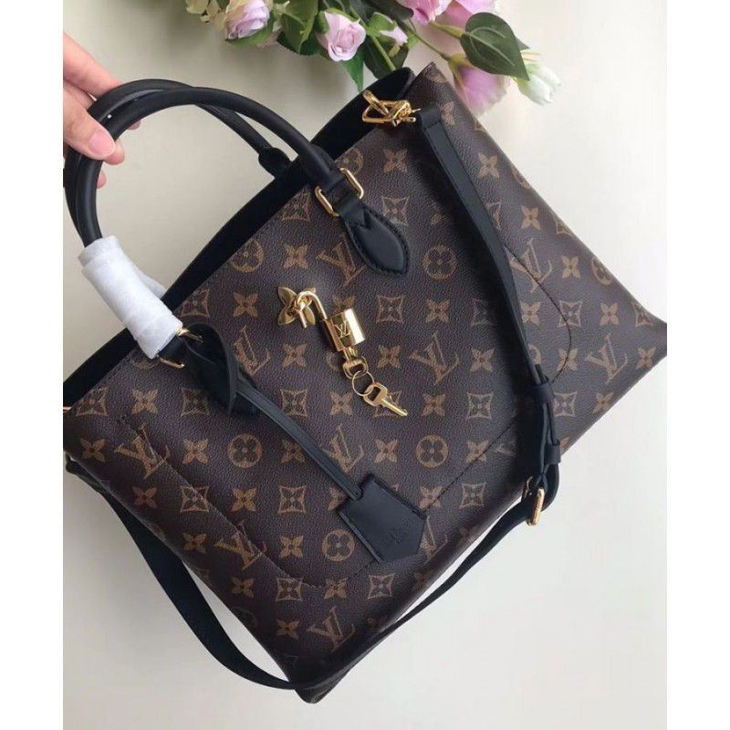 Flower Tote Monogram Canvas M43550 Black