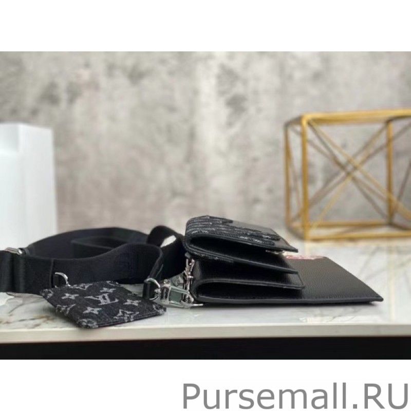 Trio Pouch Monogram Denim Leather M81013