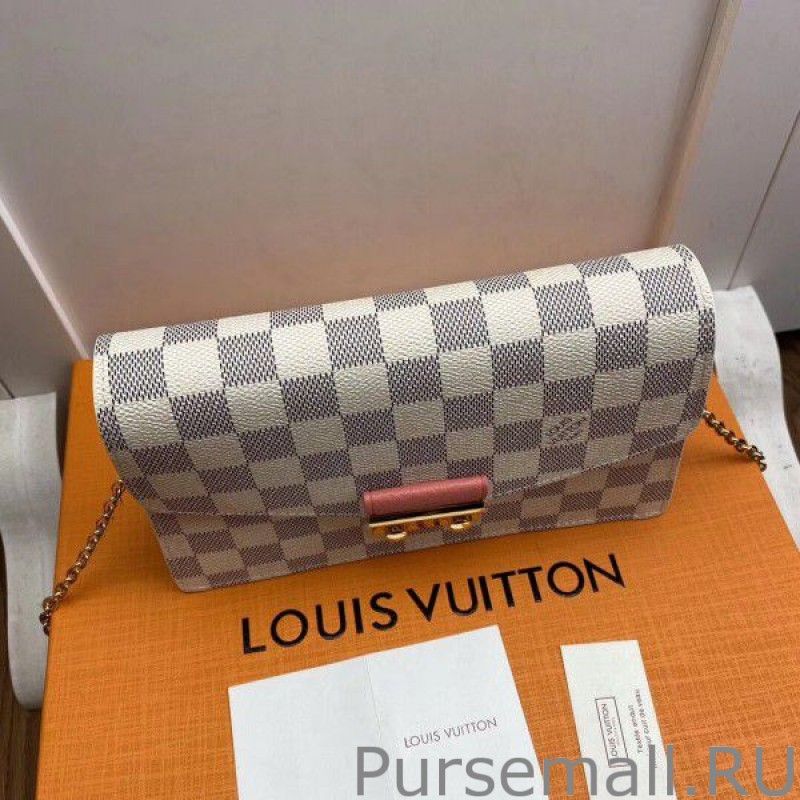 Croisette Chain Wallet Damier Azur N60358