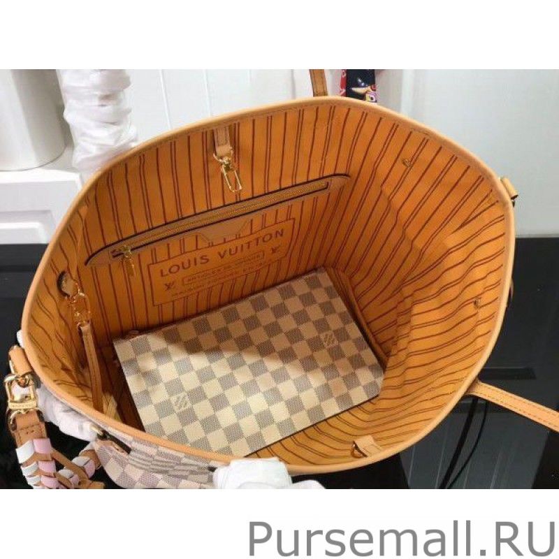 Damier Azur Neverfull MM Bag With Braided Strap N50047