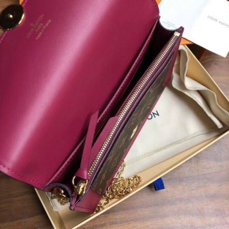 Flore Chain Wallet Monogram Canvas M67404 Red