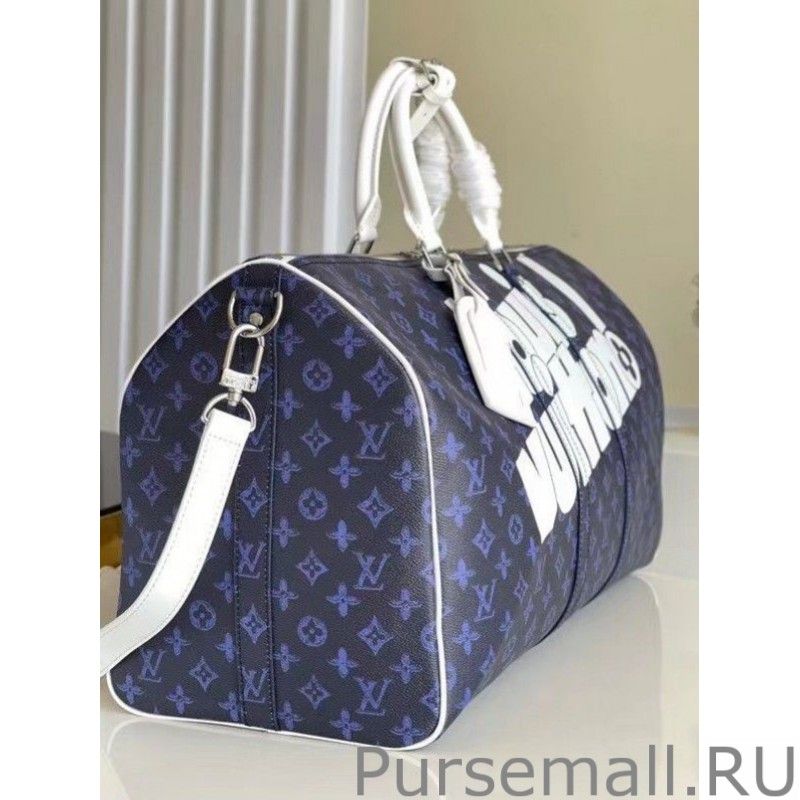 Keepall Bandouliere 55 Blue Monogram M45874
