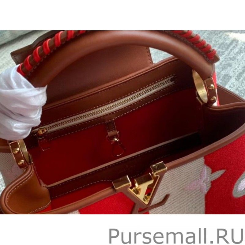 Capucines BB Bag In Striped Canvas M57734