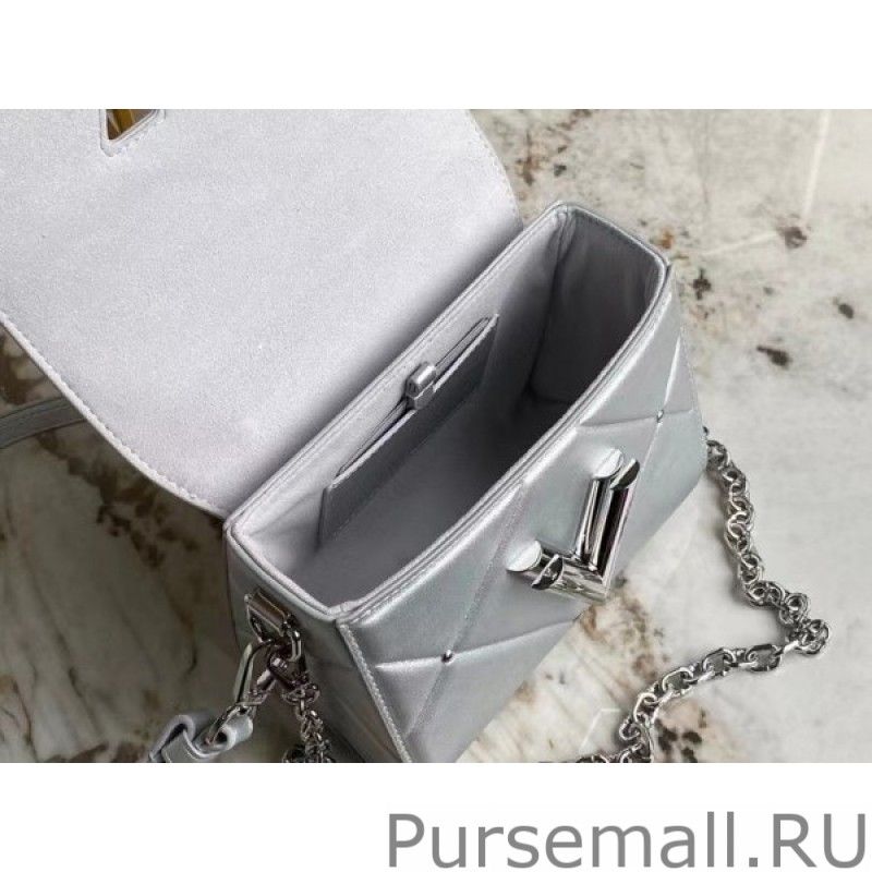 Twist PM Bag In Silver Lambskin M59031
