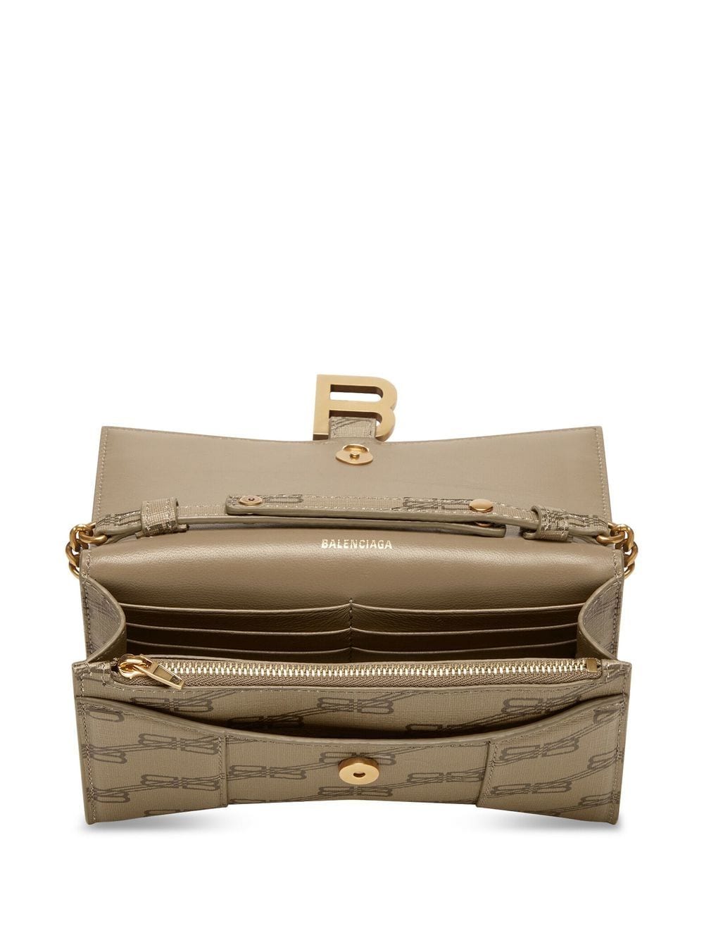 Ba*len*cia*ga hourglass bb-monogram wallet with chain