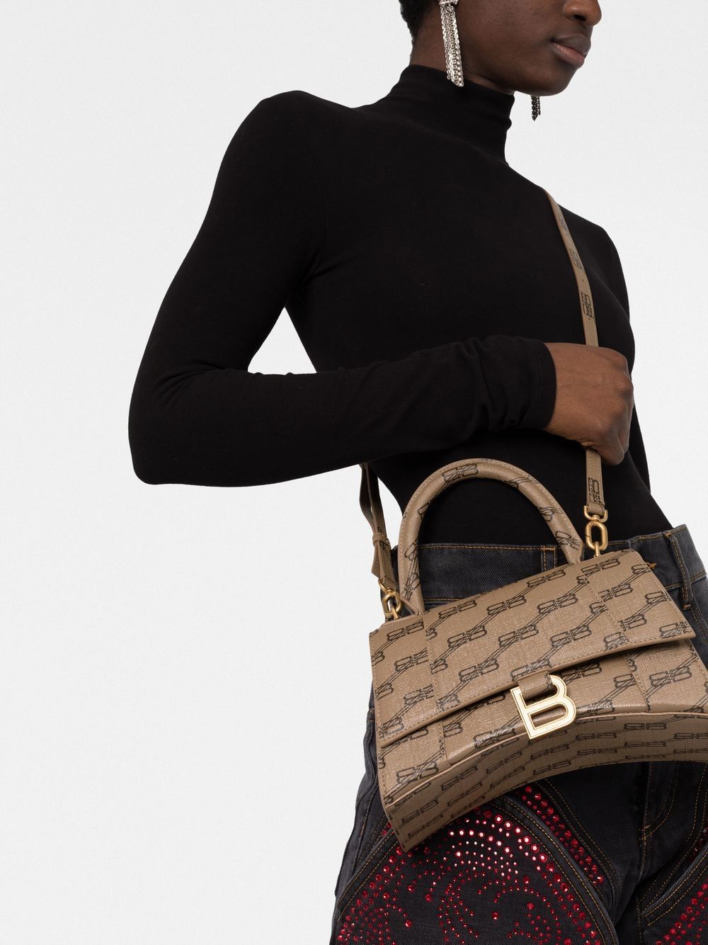 Ba*len*cia*ga hourglass bb monogram top-handle s tote bag