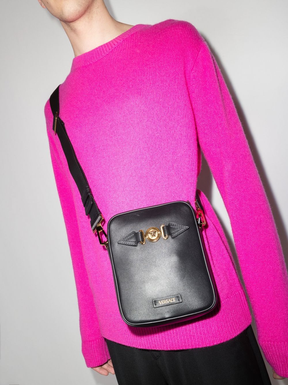 Versace Medusa Biggie leather messenger bag