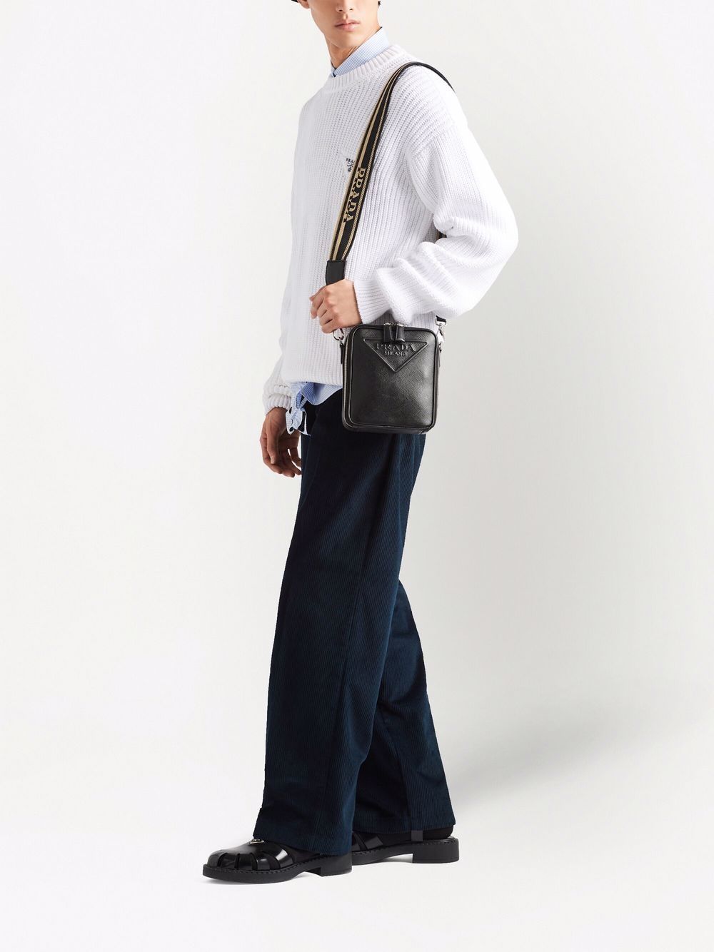 Pra*a logo-embossed saffiano leather bag