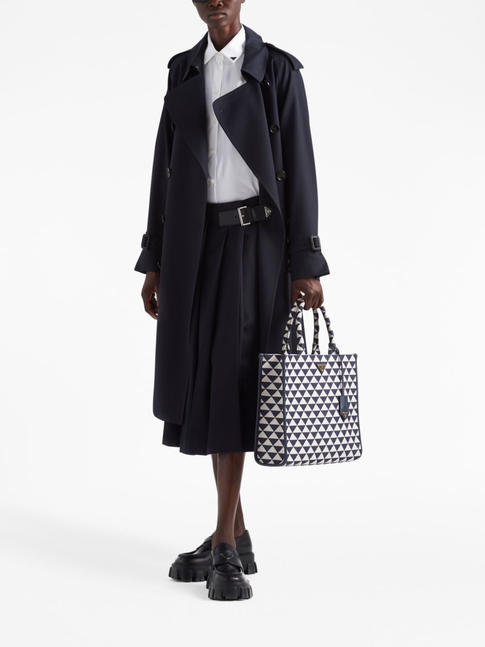 Pra*a large symbole embroidered tote bag