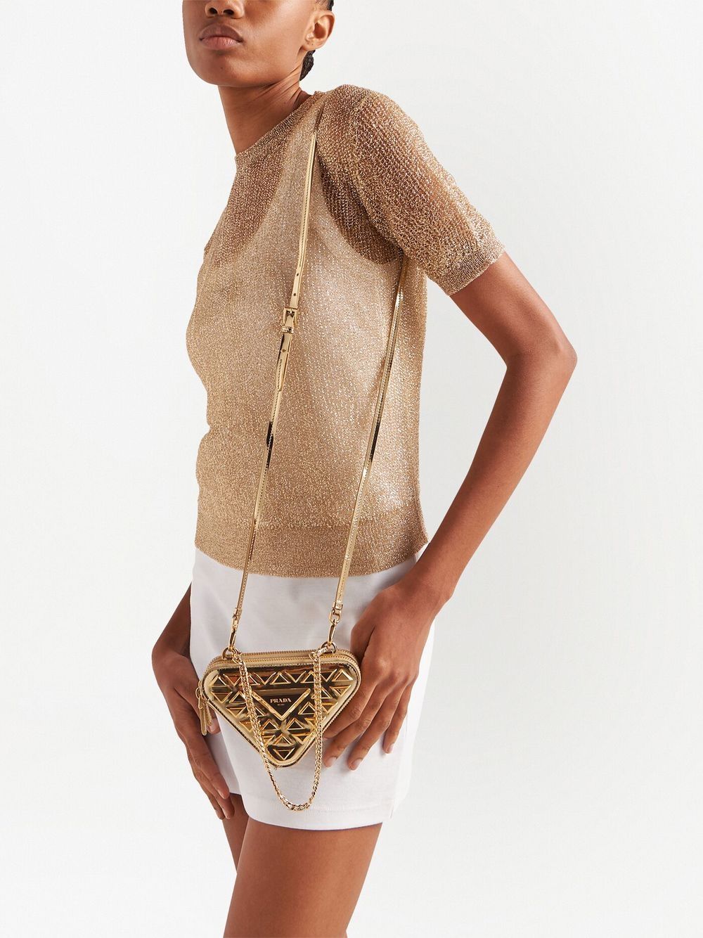 Pra*a studded leather mini pouch