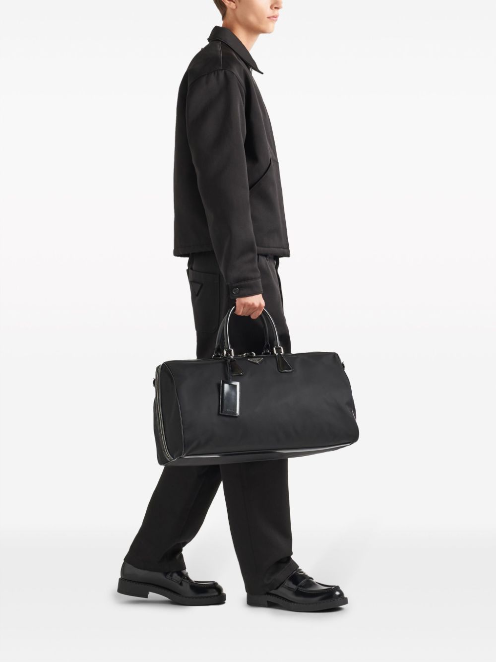 Pra*a logo-plaque panelled duffel bag