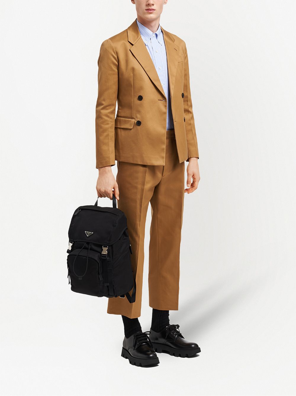 Pra*a logo-plaque multi-pocket backpack