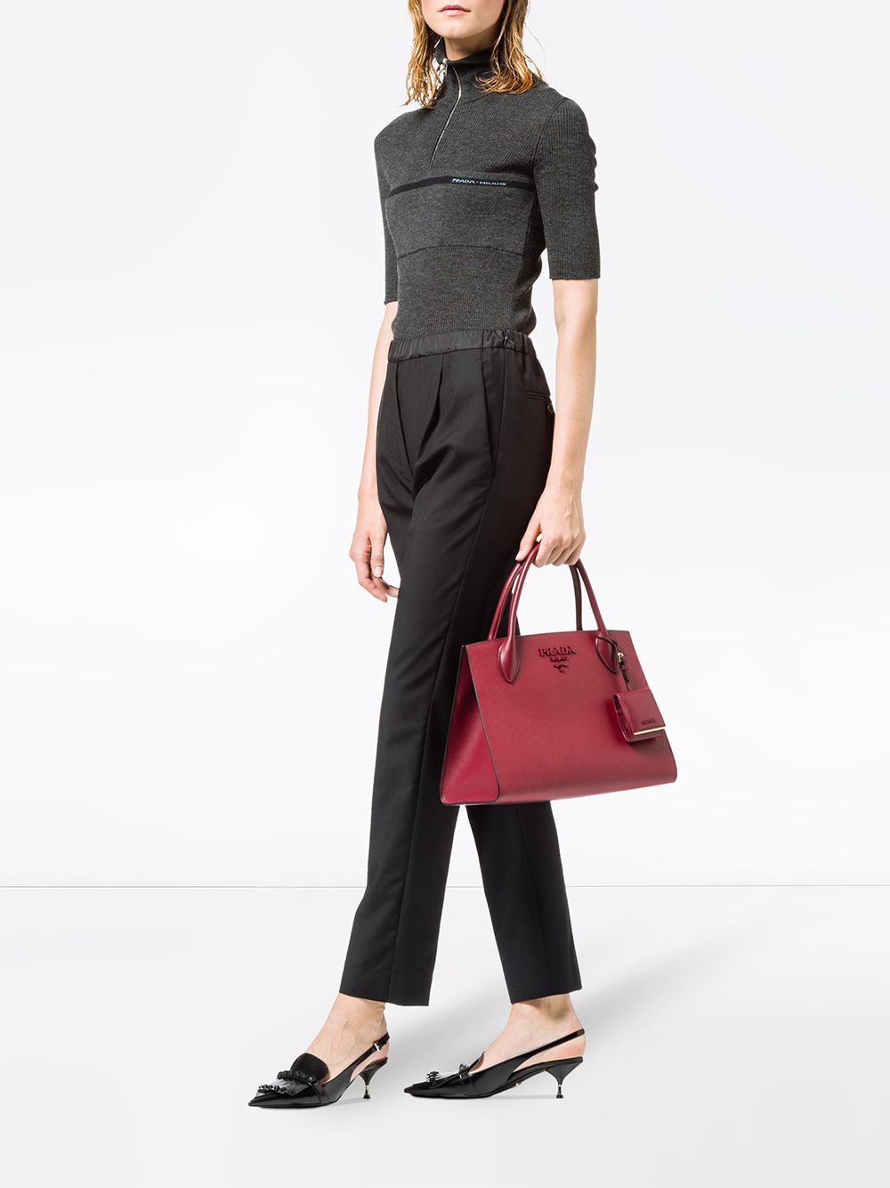 Pra*a monochrome tote bag