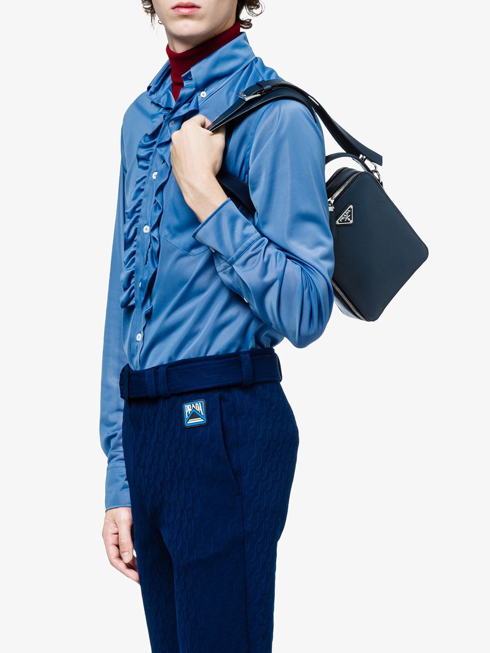 Pra*a saffiano leather shoulder bag