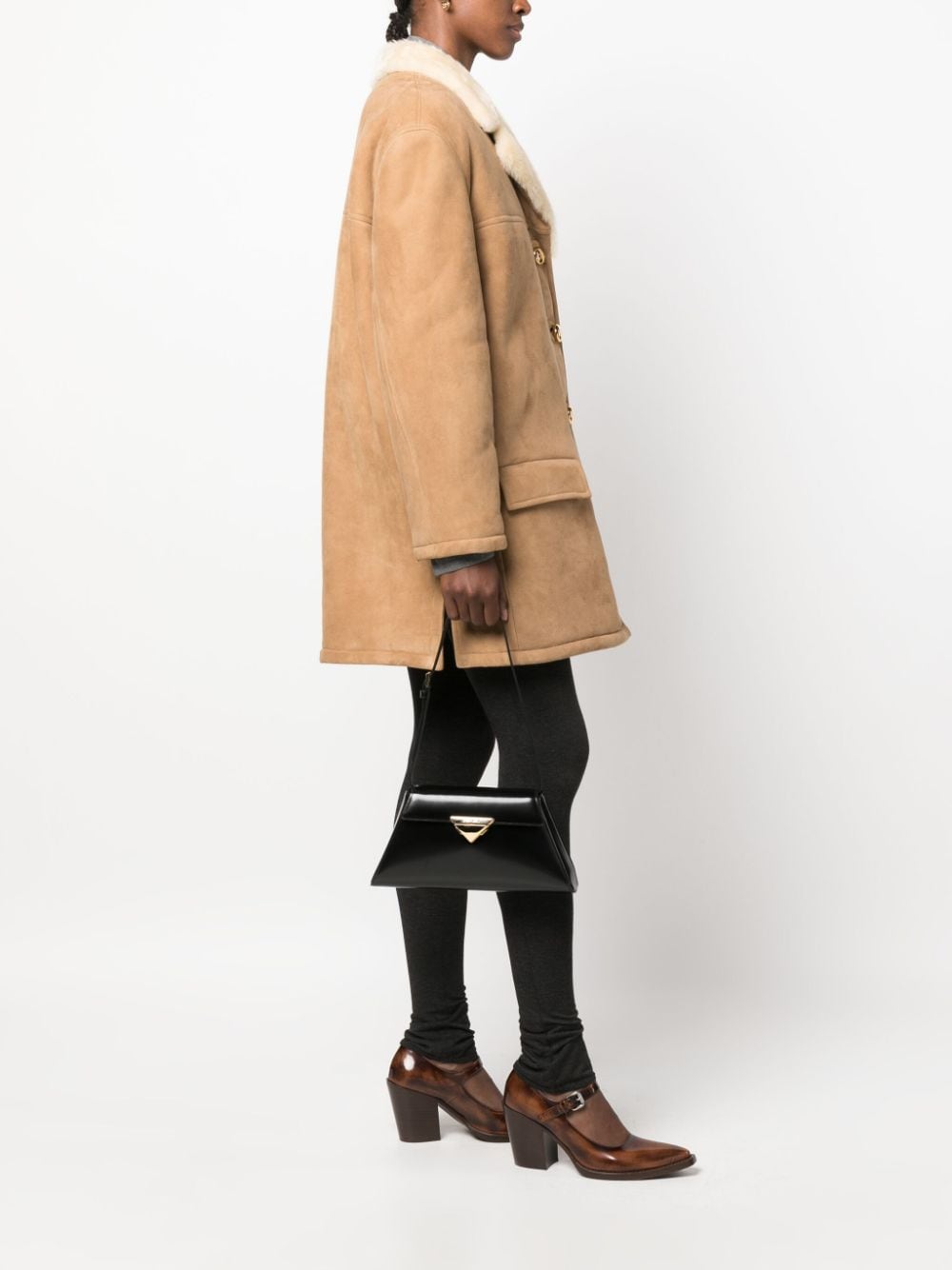 Pra*a triangle-logo leather shoulder bag