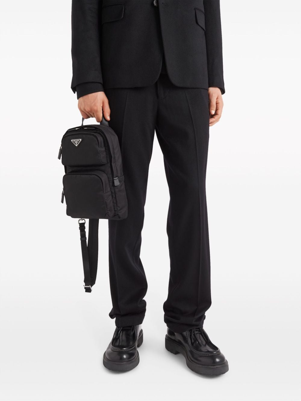 Pra*a enamel triangle-logo backpack