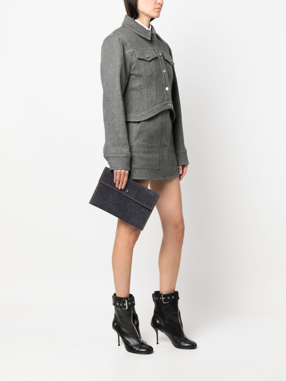 Alexander McQueen denim clutch bag