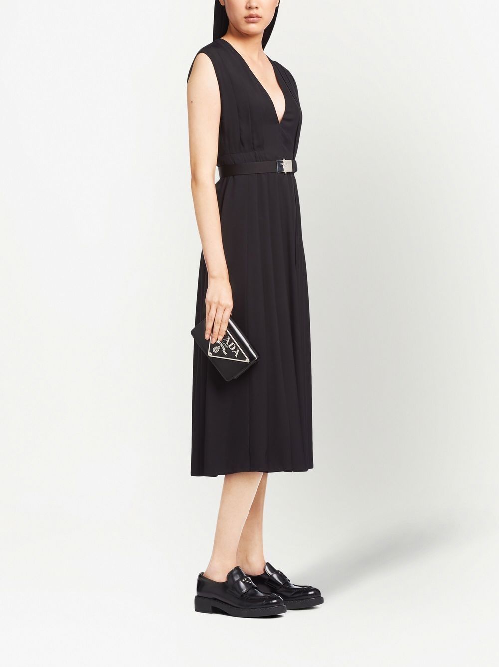 Pra*a triangle-plaque brushed leather shoulder bag