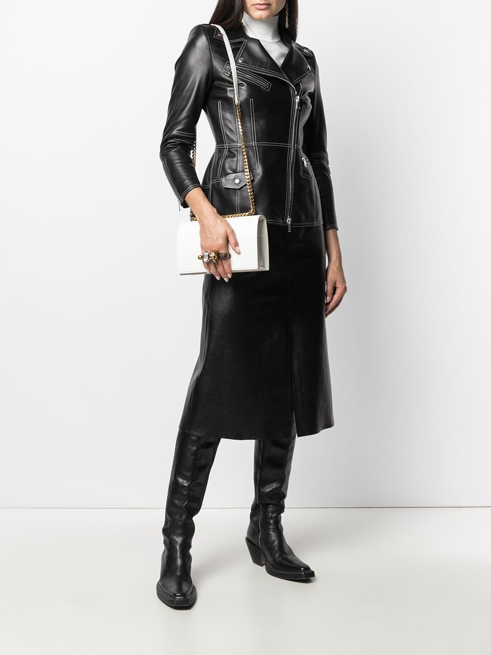 Alexander McQueen Jewelled embossed shoulder bag