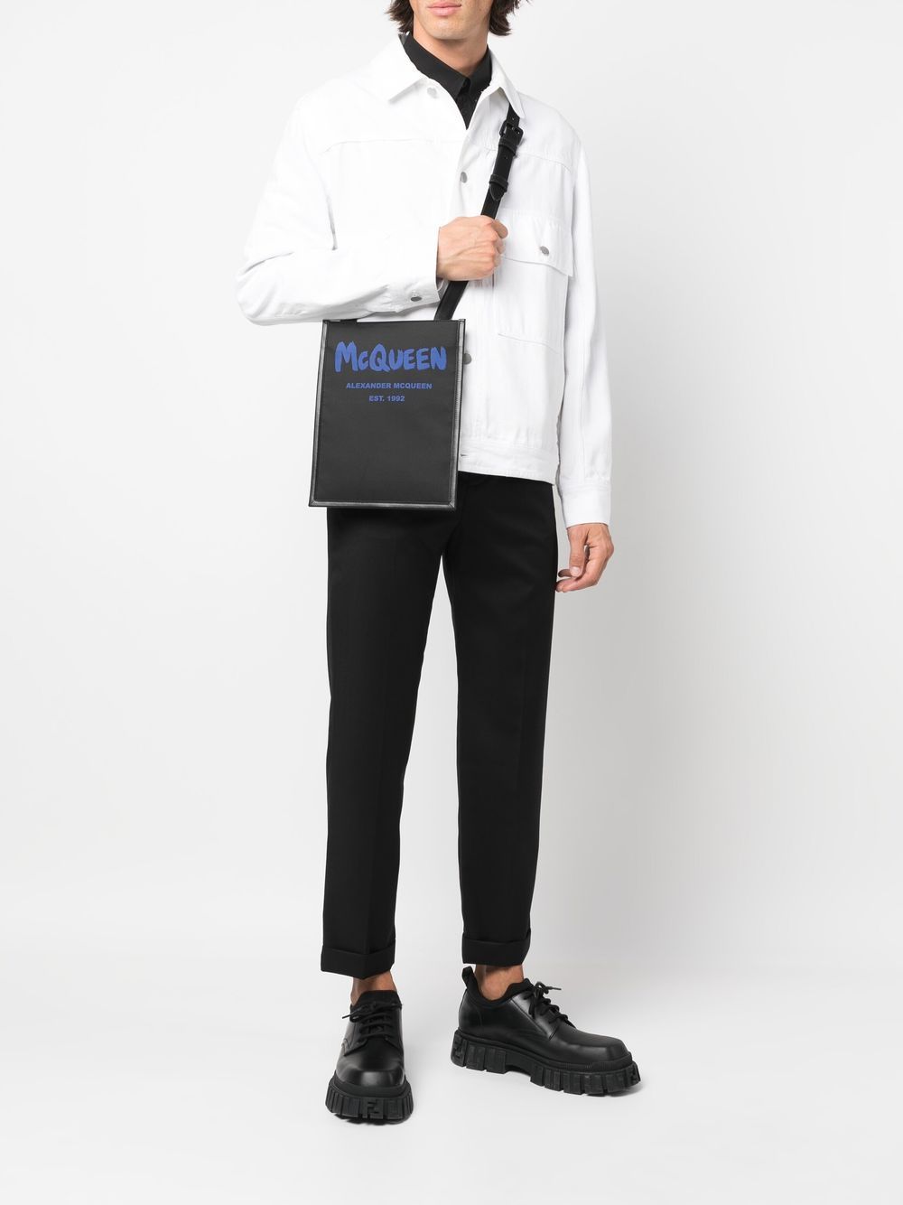 Alexander McQueen logo-print messenger bag