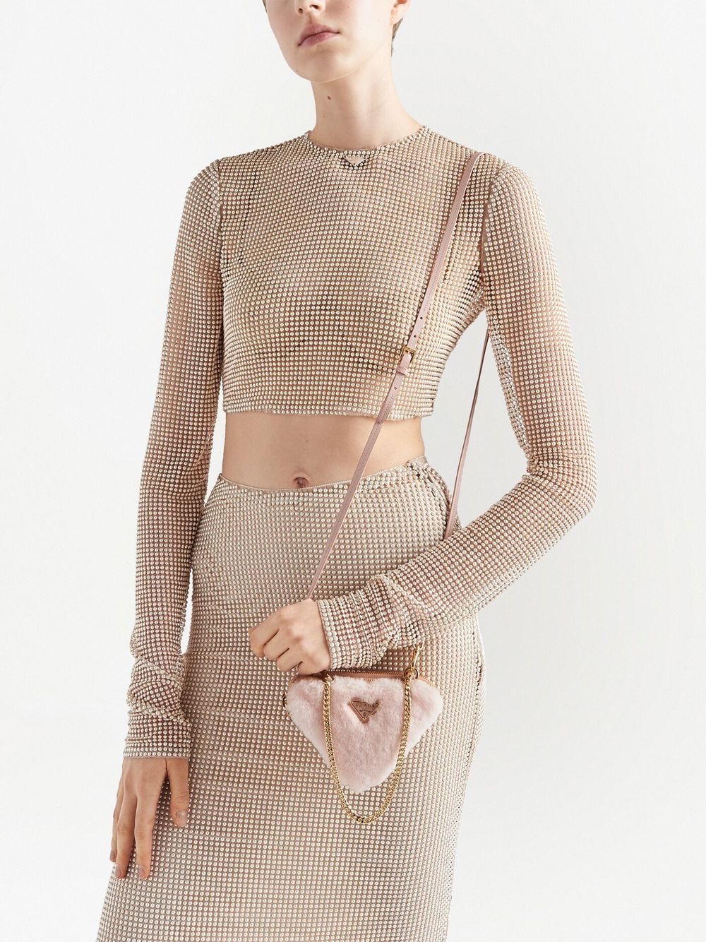 Pra*a mini shearling crossbody bag