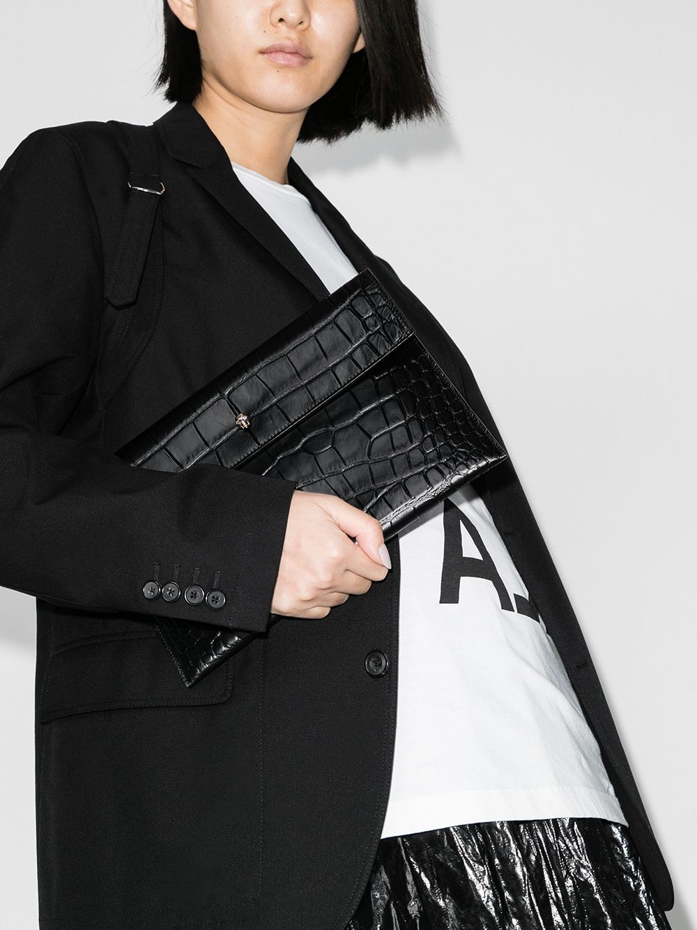 Alexander McQueen croc effect envelope clutch bag