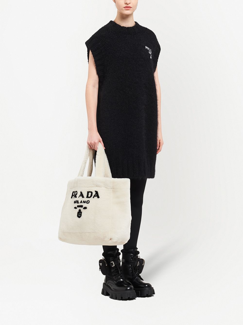 Pra*a shearling tote bag