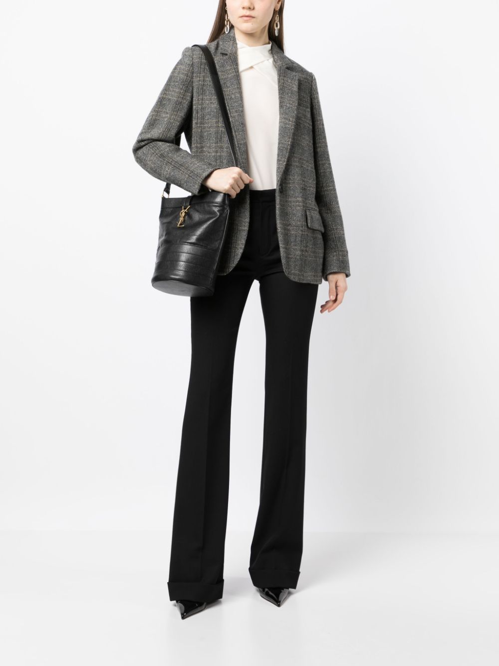 Saint Laurent logo-plaque leather shoulder bag