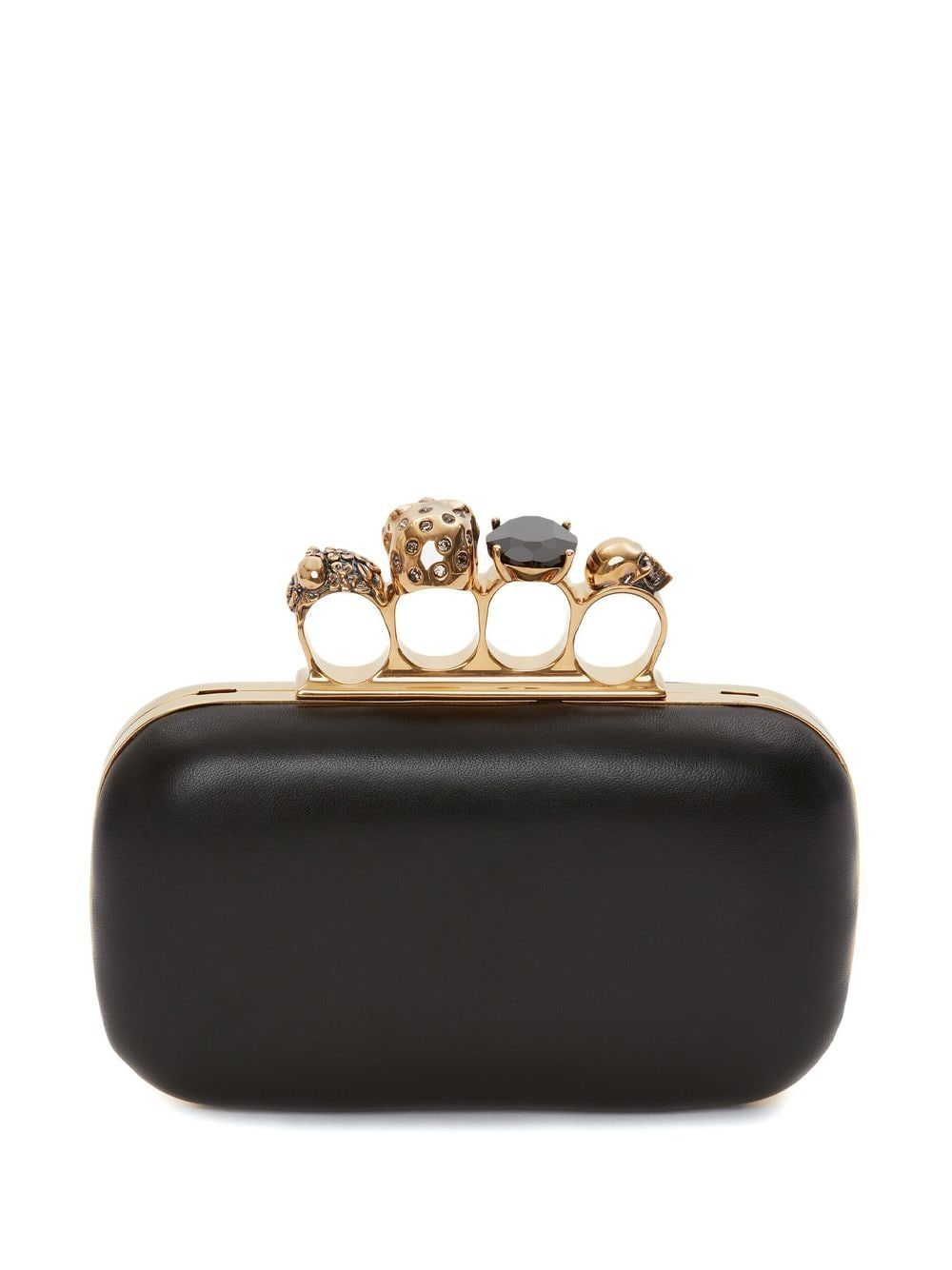 Alexander McQueen leather Skull Four-Ring clutch bag
