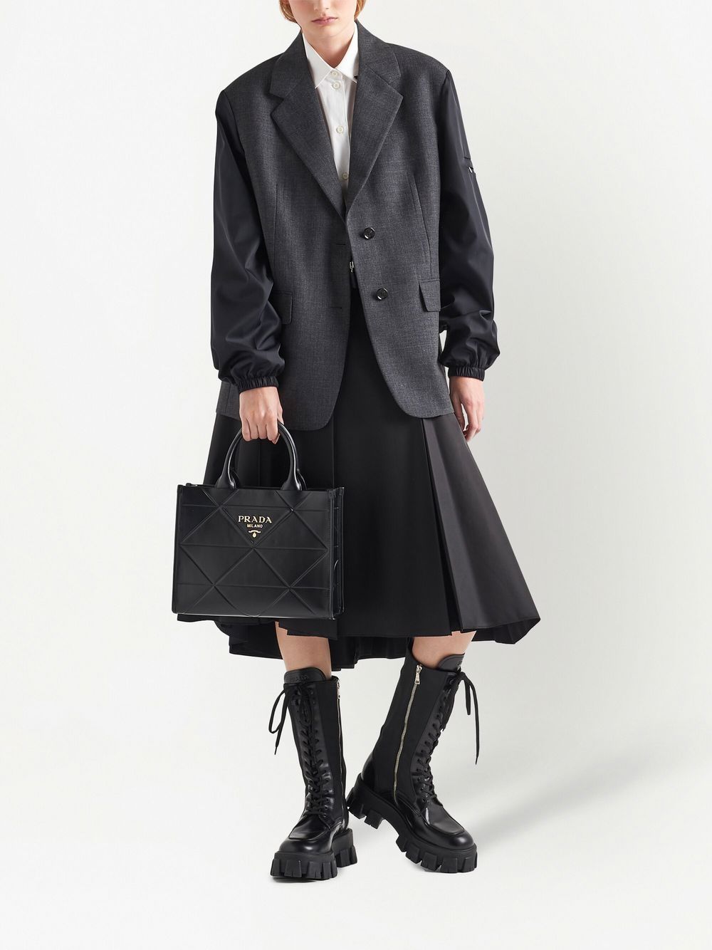 Pra*a small symbole leather tote bag