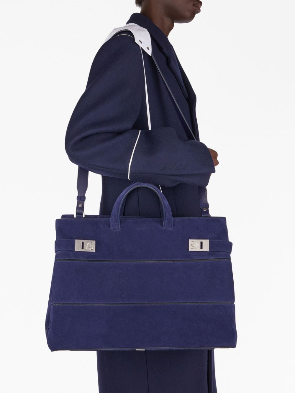 Ferragamo Gancini-plaque suede tote bag