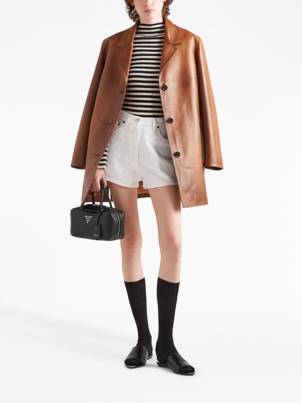 Pra*a logo-lettering top-handle bag