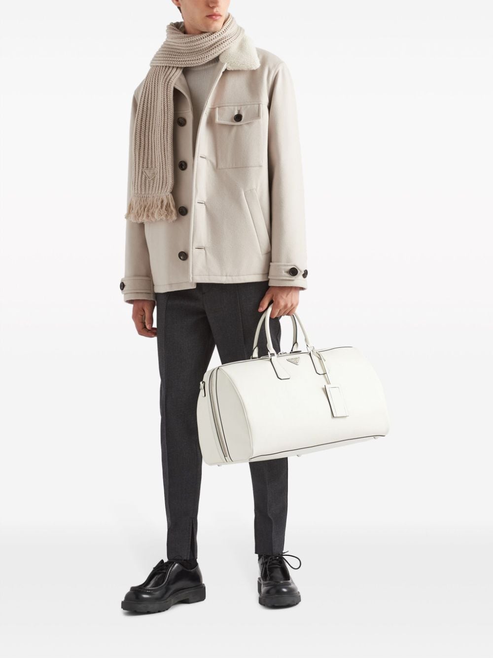 Pra*a triangle-logo leather bag