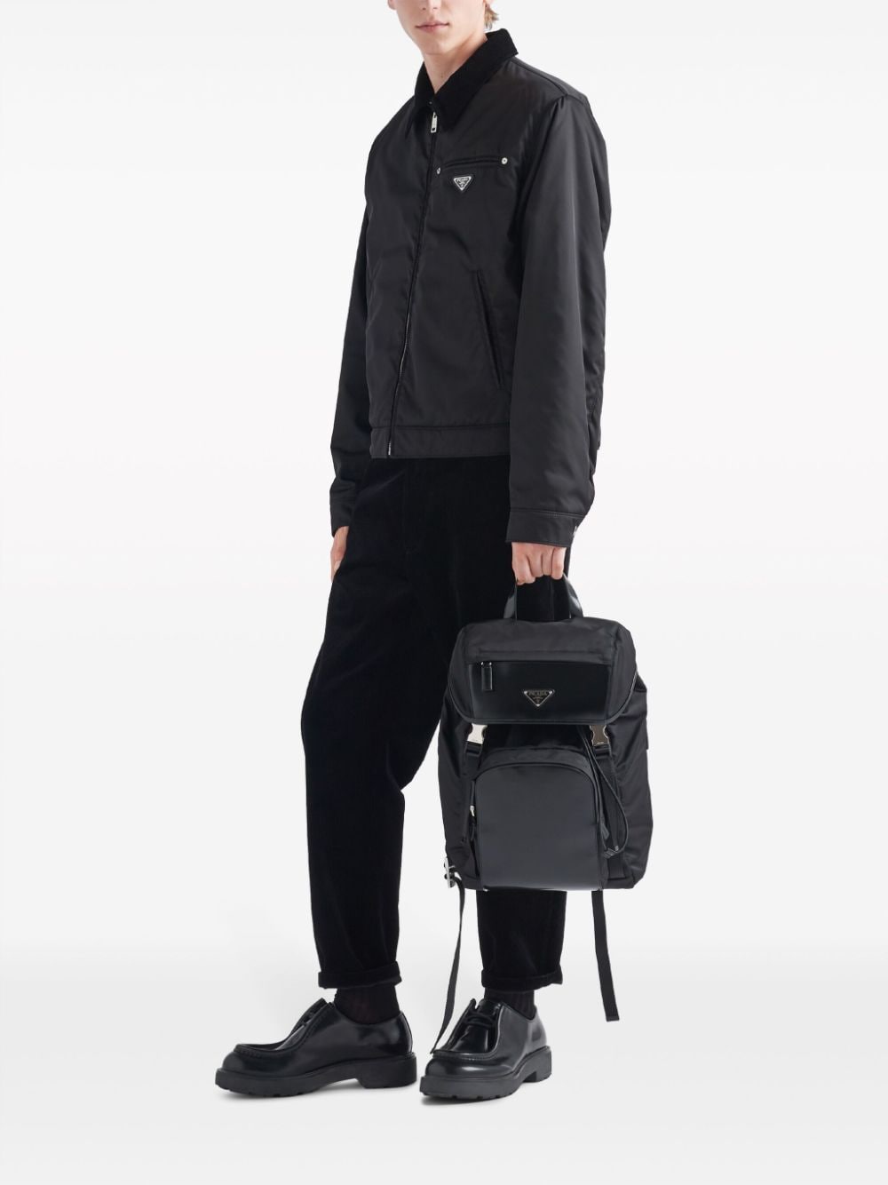 Pra*a triangle-logo panelled backpack
