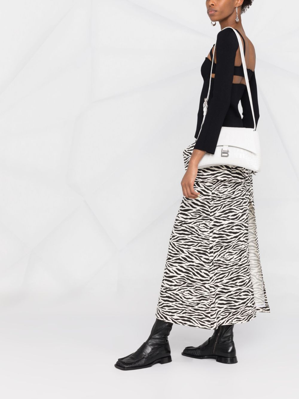 Ba*len*cia*ga small hourglass crocodile-effect shoulder bag