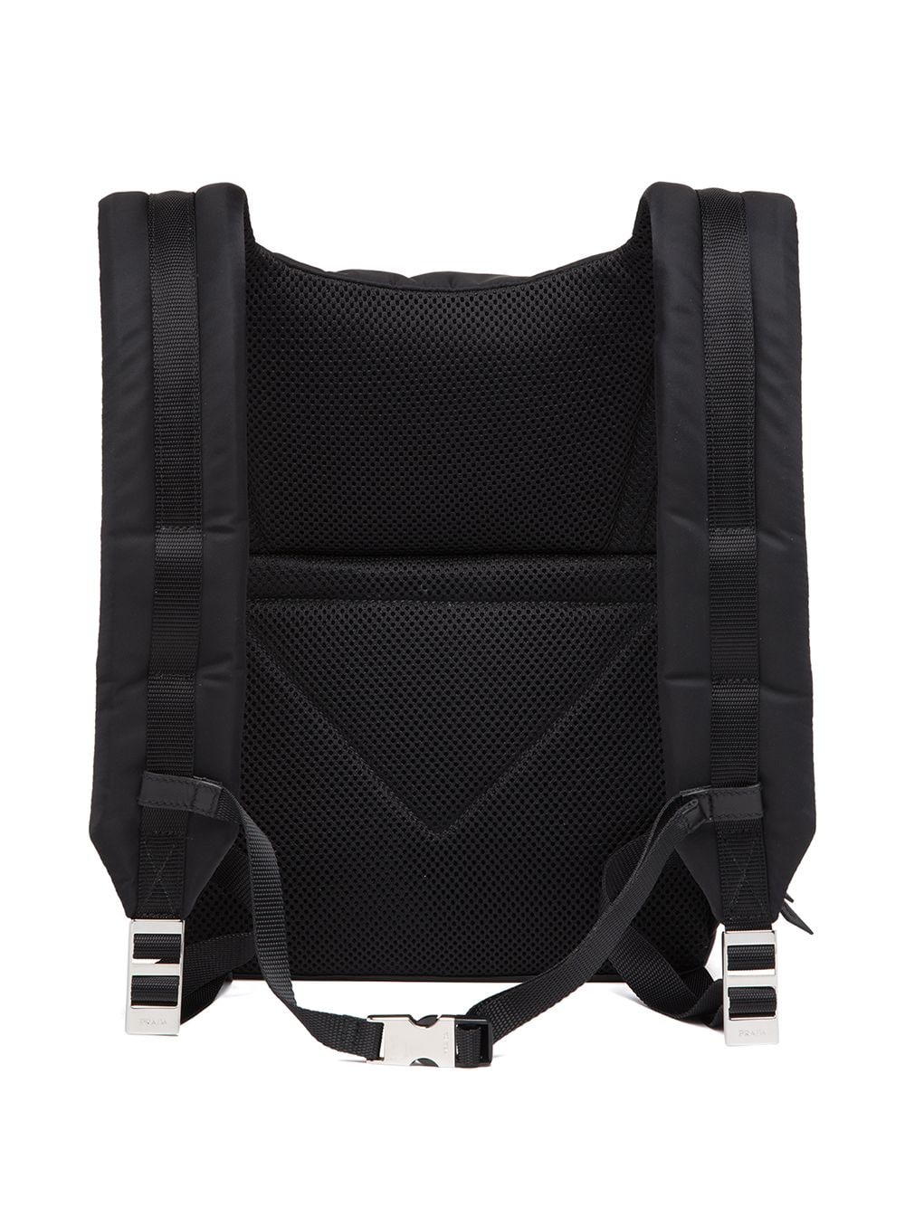 Pra*a logo-plaque leather backpack