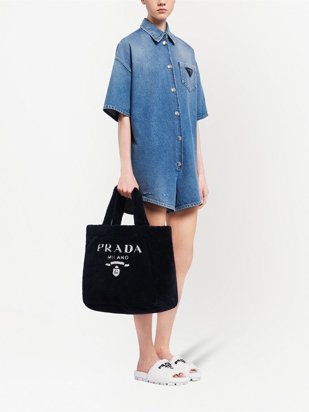 Pra*a logo-print terry-cloth tote bag