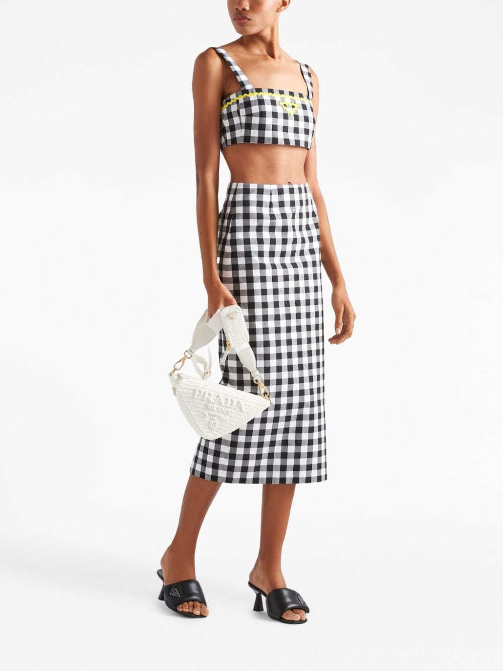 Pra*a triangle logo-embroidered shoulder bag