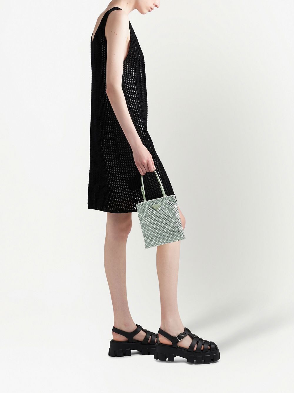 Pra*a crystal-embellished satin handbag