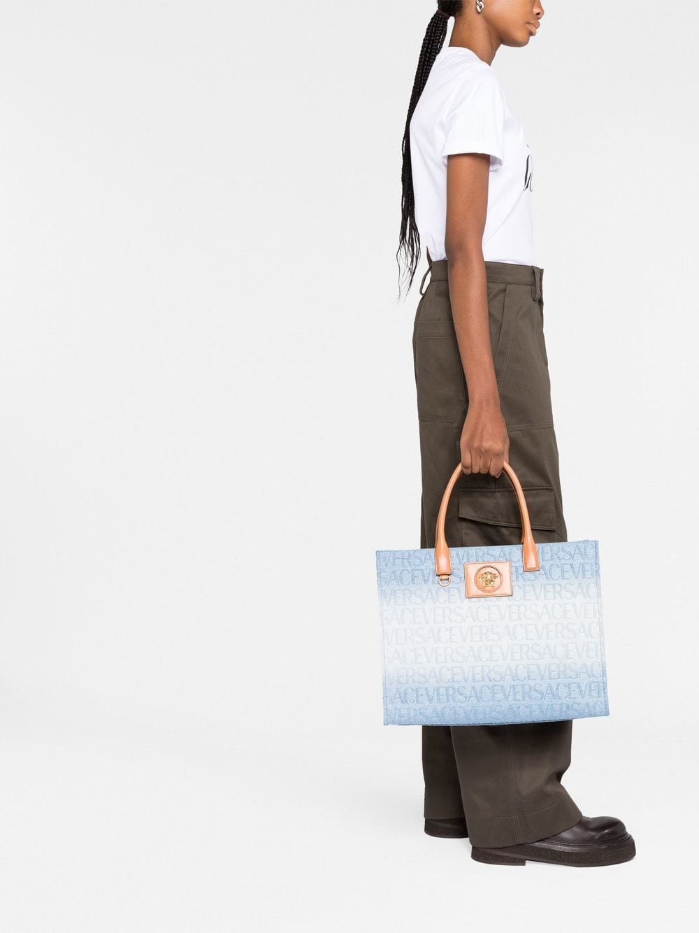 Versace logo-embossed tote bag