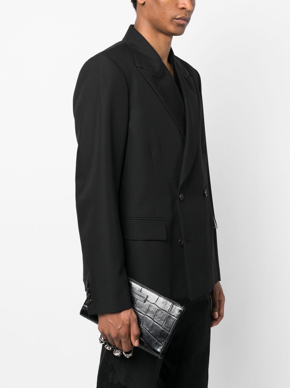 Alexander McQueen Four Ring crocodile-effect clutch