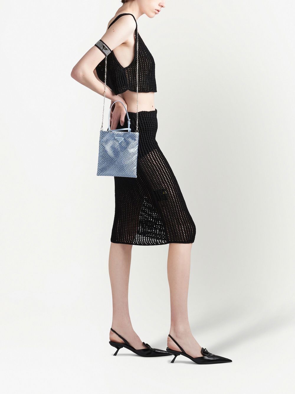 Pra*a crystal-embellished satin handbag