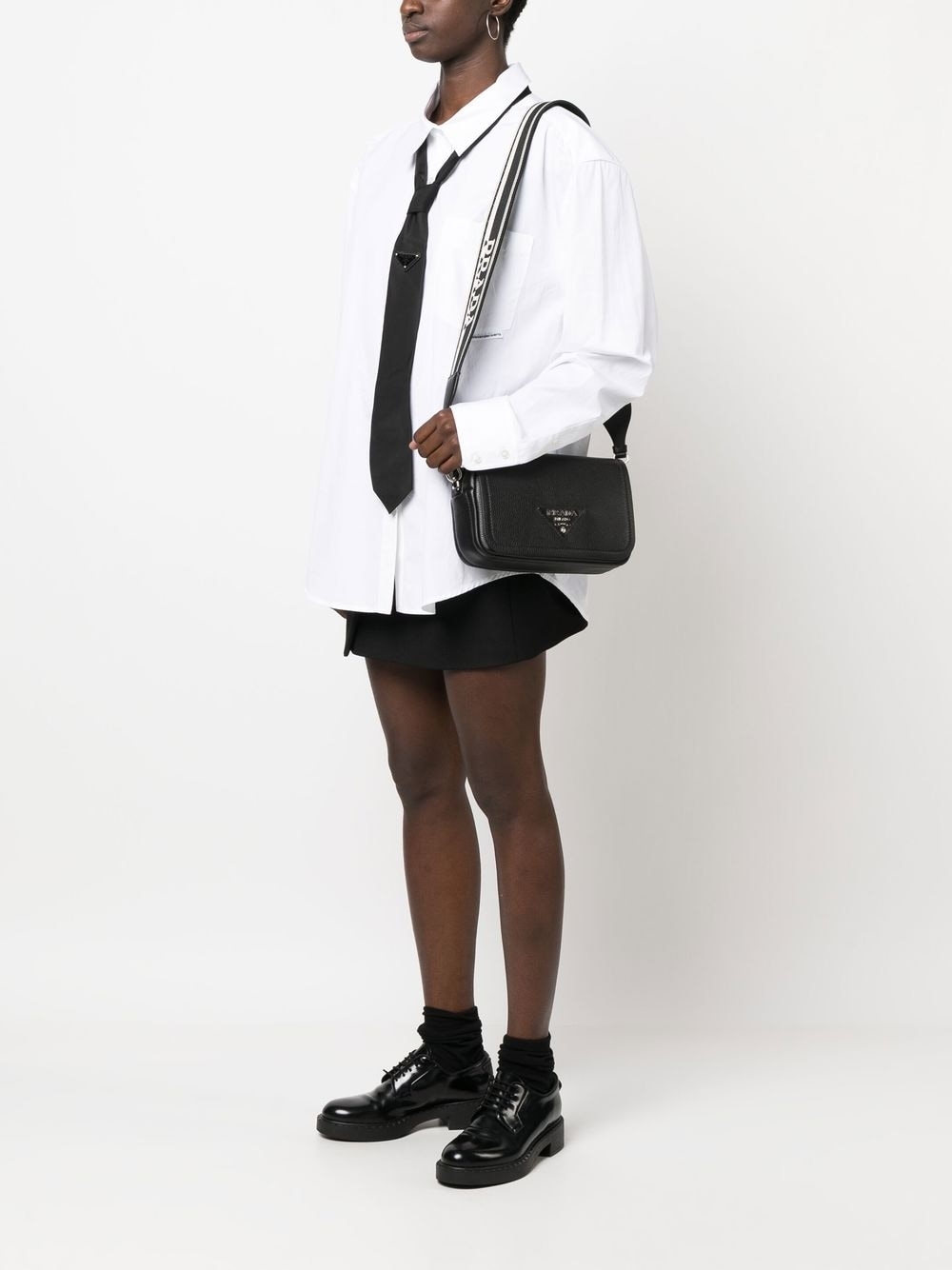 Pra*a logo-plaque leather satchel bag